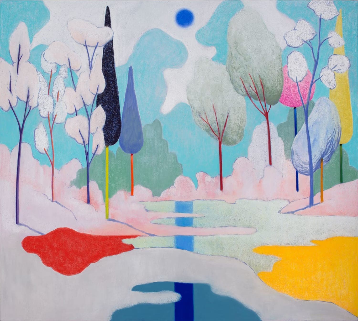 Sunrise, 2018. Pastel on canvas. Courtesy: the Artist and Xavier Hufkens, Brussels