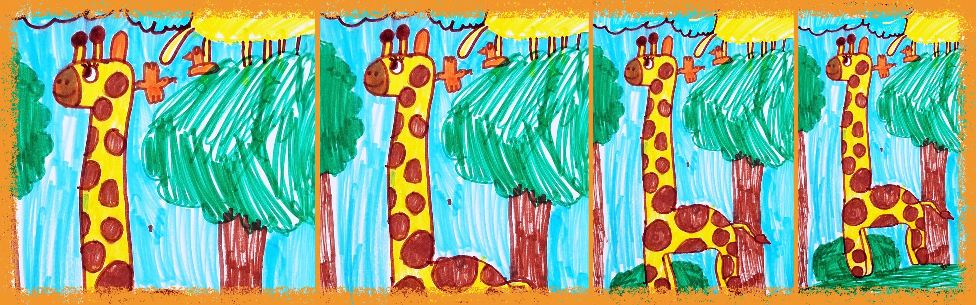 La girafe et les oiseaux