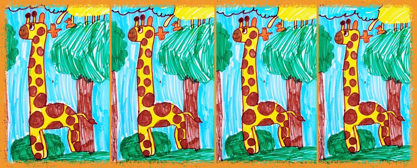 La girafe et les oiseaux